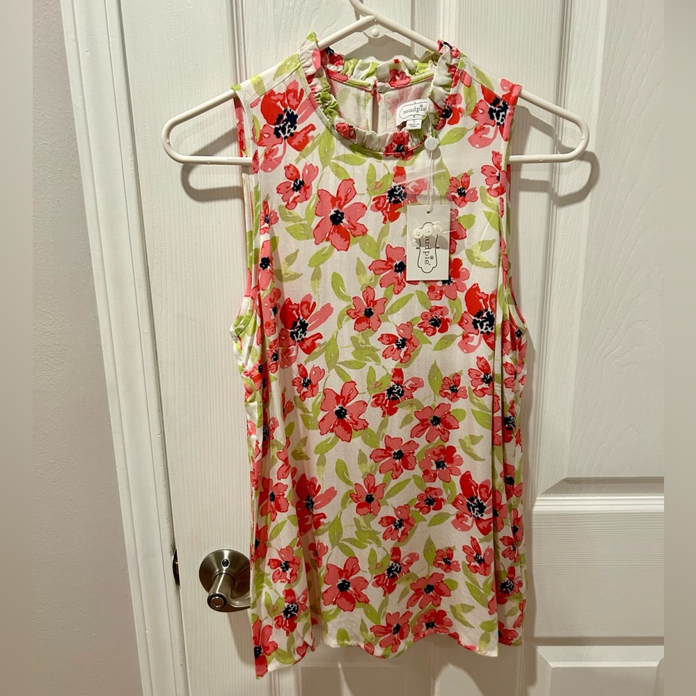 NWT Mud Pie Callie Ruffle Tank Floral Size Small